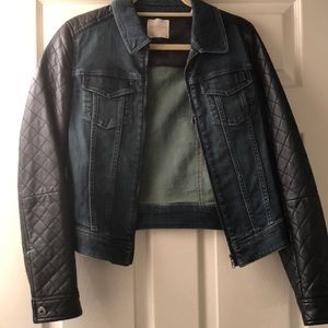 Isaac Mizrahi Faux Leather/Jean Moto Jacket
